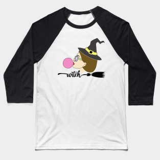 Fun, aesthetic, original witch, with gum and a broom. Baseball T-Shirt